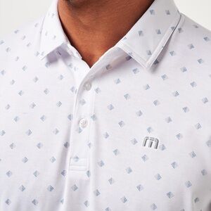 Travis Mathew White and Gray Patterned Polo